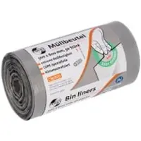 Deiss FIRST PLUS afvalzakken, met handvat, LDPE, 14 µm, grijs, B 500 x H 600 mm, 30 liter, 1800 stuks