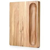 Xinzuo - Snijplank van Acaciahout met sapgeul en groentekuil (opvangbak) | 31 cm x 41 cm x 3.8 cm | Zware kwalitatieve snijplank | Serveerplank - Borrelplank - Tapasplank