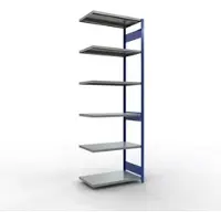 Schulte Lagertechnik MULTIplus 250 boutloos rekkensysteem, boutloze aanbouwstelling, lengte bout, 3000x1000x600 mm, 7 legborden, gentiaanblauw/verzinkt