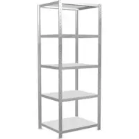 Schulte Lagertechnik MultiPlus250 rekkensysteem zonder schroeven, basisrek, 5 legborden, dwarsverbindingen, B 750 x D 600 x H 2000 mm, lichtgrijs RAL 7035