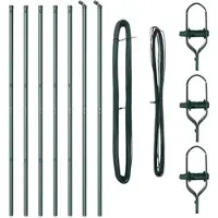 vidaXL Ingebedde hekpaal 7 pcs Groen Gepoedercoat staal