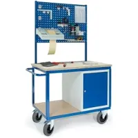 ROLLCART Verrijdbare Profi-werkbank met kast, 2 x geperforeerd paneel, 1250 x 700 x 1990 mm