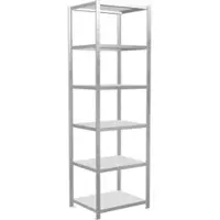 Schulte Lagertechnik MultiPlus250 rekkensysteem zonder schroeven, basisrek, 6 legborden, dwarsverbindingen, B 750 x D 600 x H 2500 mm, lichtgrijs RAL 7035