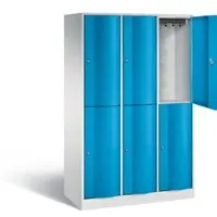 C+P Garderobekast Resisto, 3 vakken, 6 vakken, B 1148 x D 540 x H 1950 mm, lichtgrijs/ruwe rood