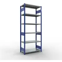 Schulte Lagertechnik MULTIplus250 boutloze rekken, B 1000 x D 500 x H 2500 mm, 6 legborden, 250 kg, RAL 5010 gentiaanblauw/verzinkt
