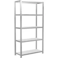 Schulte Lagertechnik MultiPlus250 rekkensysteem zonder schroeven, basisrek, 5 legborden, dwarsverbindingen, B 1000 x D 400 x H 2000 mm, lichtgrijs RAL 7035
