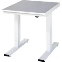 RAU werktafel Adlatus, elektrisch in hoogte verstelbaar, 25 mm spaanplaat, bekleding linoleum, tot 300 kg, B 750 x D 1000 x H 720-1120 mm, lichtgrijs/lichtgrijs