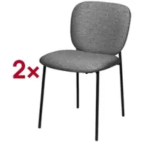 Meet by Paperflow TWIST bezoekersstoel, gestoffeerd, frame zwart, bekleding grijs bouclé, set van 2