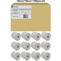 G&G Etiketten , compatibel met Zebra 880191-038D, 102 x 38 mm, zelfklevend, geperforeerd, thermisch papier, wit, 12 x 1790 stuks
