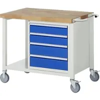 RAU Werkbank serie 8162, verrijdbaar, 4 schuifladen, B 1000 x D 700 x H 880 mm