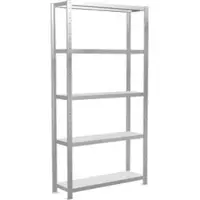 Schulte Lagertechnik MultiPlus250 rekkensysteem zonder schroeven, basisrek, 5 legborden, dwarsverbindingen, B 1000 x D 300 x H 2000 mm, lichtgrijs RAL 7035