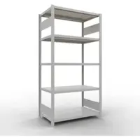 Schulte Lagertechnik MULTIplus250 rekken zonder schroeven, basisrek, 5 legborden, B 1000 x D 600 x H 2000 mm, staal, RAL 7035 lichtgrijs, 250 kg per legbord