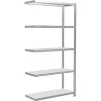 Schulte Lagertechnik Schroefloos rekkensysteem MultiPlus250, aanbouwcompartiment, 5 legborden, dwarsverbindingen, B 1000 x D 400 x H 2000 mm, lichtgrijs RAL 7035