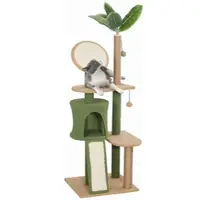 PawHut Kratzbaum 139 cm Katzenbaum mit Katzenhöhle, Spielball, Katzenkratzbaum mit Sisal-Kratzsäulen, für Katzen bis 5 kg, Grün