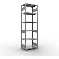 Schulte Lagertechnik MULTIplus 250 boutloos rekkensysteem, basisrek, lengte bout, 2500x750x500 mm, 6 legborden, gegalvaniseerd