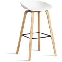 HAY Barstoel AAS32 High Water-Based Lacquered Oak Veneer 4 Leg Base Black Powder Coated Steel Footrest H75 White 2.0