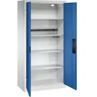 C+P Acurado acculaadkast, afsluitbaar, met binneninrichting, B 930 x D 500 x H 1950 mm, staal, gentiaanblauw RAL 5010/lichtgrijs RAL 7035