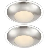 Globo Lighting LED plafondlamp chroom woonkamerlamp ronde gespiegeld, gesatineerd helder, 12W 960Lm warm wit, DxH 26x10 cm, set van 2