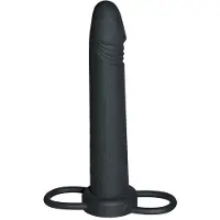 Shots toys – Siliconen Strap-on voor Dubbel Plezier met Cockring en Testikel Ring - Zwart