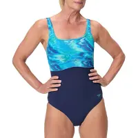 Speedo - Women's Print Contour Eclipse One Piece - Badpak 46, blauw