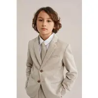 We fashion stropdas met textuur beige Jongens Polyester Effen - maat M
