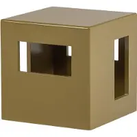 Vtwonen Modern Bijzettafel Vierkant - MDF/Hout - Hoogglans Honinggeel