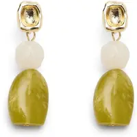 Manfield Gouden oorbellen met groene steentjes | Maat Onesize
