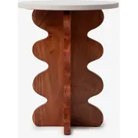 Sissy-Boy Bruine Swirl Houten Bijzettafel Met Marmer Blad