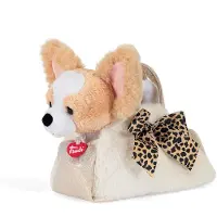 Trudi - Fashion Bags Knuffel Puppy in Tas 20 cm - Handgemaakt in Italië - Pluche knuffel - Knuffeldier voor jongens en meisjes - Bruin/Beige - 17x20x11 cm maat XS