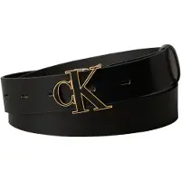Calvin Klein Riem 'CK Monogram Buckle' goud / zwart