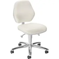 BIMOS oefendraaistoel, met wielen, voor laboratoria & hygiënekritische ruimtes, in hoogte verstelbaar, B 460 x D 440 x H 470-610 mm, kunstleer, wit