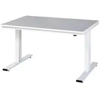RAU werktafel Adlatus, elektrisch in hoogte verstelbaar, 25 mm spaanplaat, bekleding linoleum, tot 300 kg, B 1500 x D 1000 x H 720-1120 mm, lichtgrijs/lichtgrijs