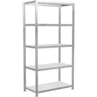 Schulte Lagertechnik MULTIplus250 rekkensysteem zonder bouten, basisrek, B 1000 x D 500 x H 2000 mm, 5 legborden, dwarsverbindingen, tot 1300 kg, lichtgrijs