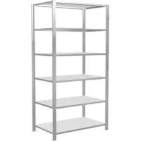 Schulte Lagertechnik Insteeksysteem voor kantoorrekken MultiPlus150, basisrek, 6 legborden, zonder middenscharnier, B 1000 x D 600 x H 2000 mm, lichtgrijs RAL 7035