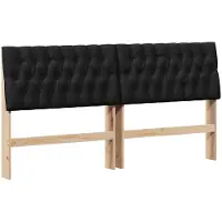 vidaXL Gestoffeerd hoofdbord Zwart 180 cm Massief grenenhout