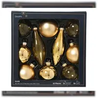 Kaemingk Gouden Kerstballen Spleten Mix Set - 10 Stuks Glas