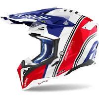 Airoh Aviator 3 Hima Wit Blauw Rood Crosshelm Maat S