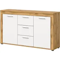 Die Möbelfundgrube Dressoir Jam - 125x35x80cm - 2 Deuren & 3 Lades - Wotan Eik/wit