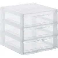 Sundis Opbergtoren Orgamix A4 - 3 Laden - Transparant - 36x26x25,5cm