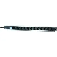 Techly Stekkerdoos, I-CASE STRIP-12SH stroomverdelingseenheid (PDU) 12 wisselstroomuitgang(en) Zwart, Zilver (12 x, CEE 7/3, 3 m)