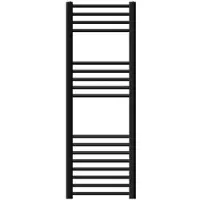 LuxeBath elektrische Badkamerradiator Sahara 400x1200 mm zwart rechte Zijaansluiting met 900W Verwarmingselement Thermostaat digitaal Display Handdoekverwarmer Handdoekdroger Verwarmingssysteem