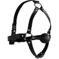 Ouch! Hoofdharnas met Solid Ball Gag - Zwart