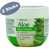 Regal Aloe Day Cream Voordeelverpakking 2 Stuks – Hydraterende Crème met Natuurlijke Aloë Vera & Vitaminen A, C & E – voor Gevoelige, Normale & Droge Huid – 2 x 100ml
