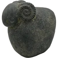 Brynxz Majestueus Vintage Beeld: Ram met Gedraaide Hoorns – Maat M Rustiek Donker Grijs - 17 x 15 cm