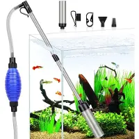 Aura Aquarium Stofzuiger - Bodemreiniger - Gravel Cleaner – Zilver/ Blauw ‎42cm x 14cm x 7 cm; 560 g