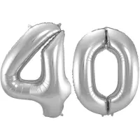 Folat Verjaardag Leeftijd folieballonnen - 40 jaar - zilver - 86 cm - cijferballon groot