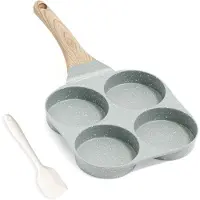 Aura Poffertjespan - Gietijzeren pan - Voor inductie - Poffertjes maken - Met Anti Aanbaklaag – Pannenkoekenmaker – Met 4 gaten - Groene omelet - 23cm x 23cm x 4cm