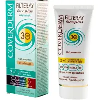 Coverderm Filteray Face Plus Oily Acne Skin getinte 2-in1 zonnebrandcrème voor vette huid Lichtbeige SPF 30 50 ml