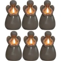 Anna's Collection LED kaars engel - 6x - taupe - 14 x 8 cm - met timer - op batterijen - kerst - kerstkaarsen