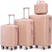 MODFU Harde koffer 14"/19"/24"/28" van ABS, 4-delig set, met 4 wielen en 14" cosmeticaetui, roze